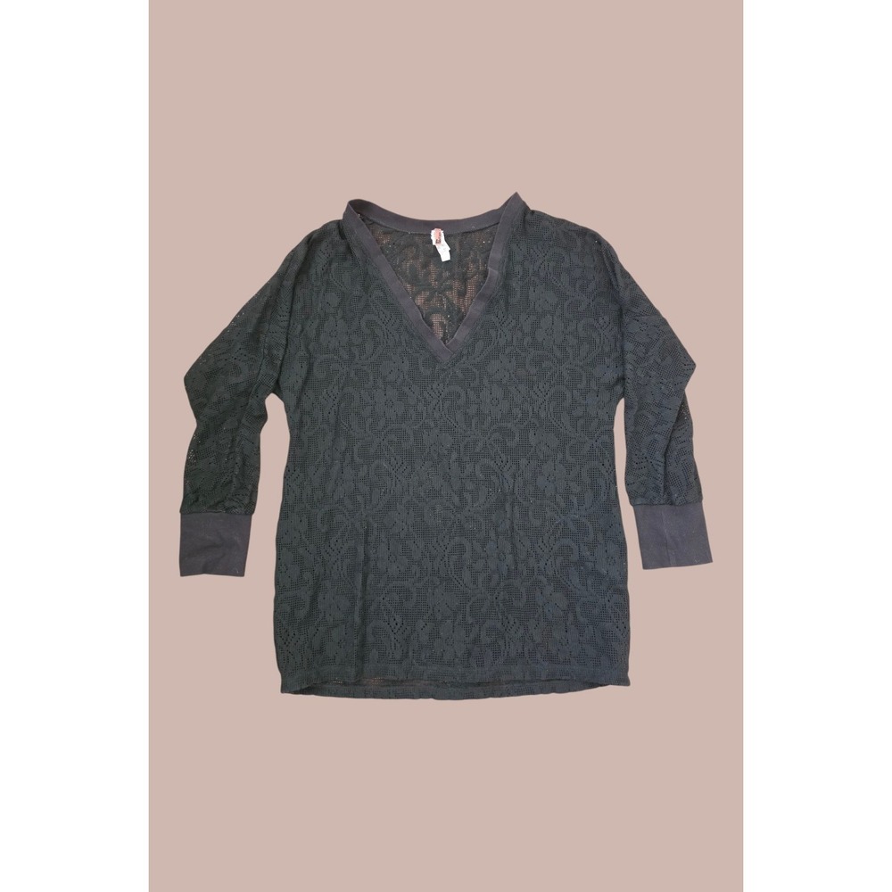 John Galliano Beach Mesh Boho Laced Black Cotton Cover Up Tunic Top sz L-XL